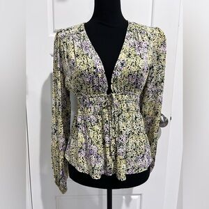 URBAN OUTFITTERS Floral Long Sleeve Babydoll Top